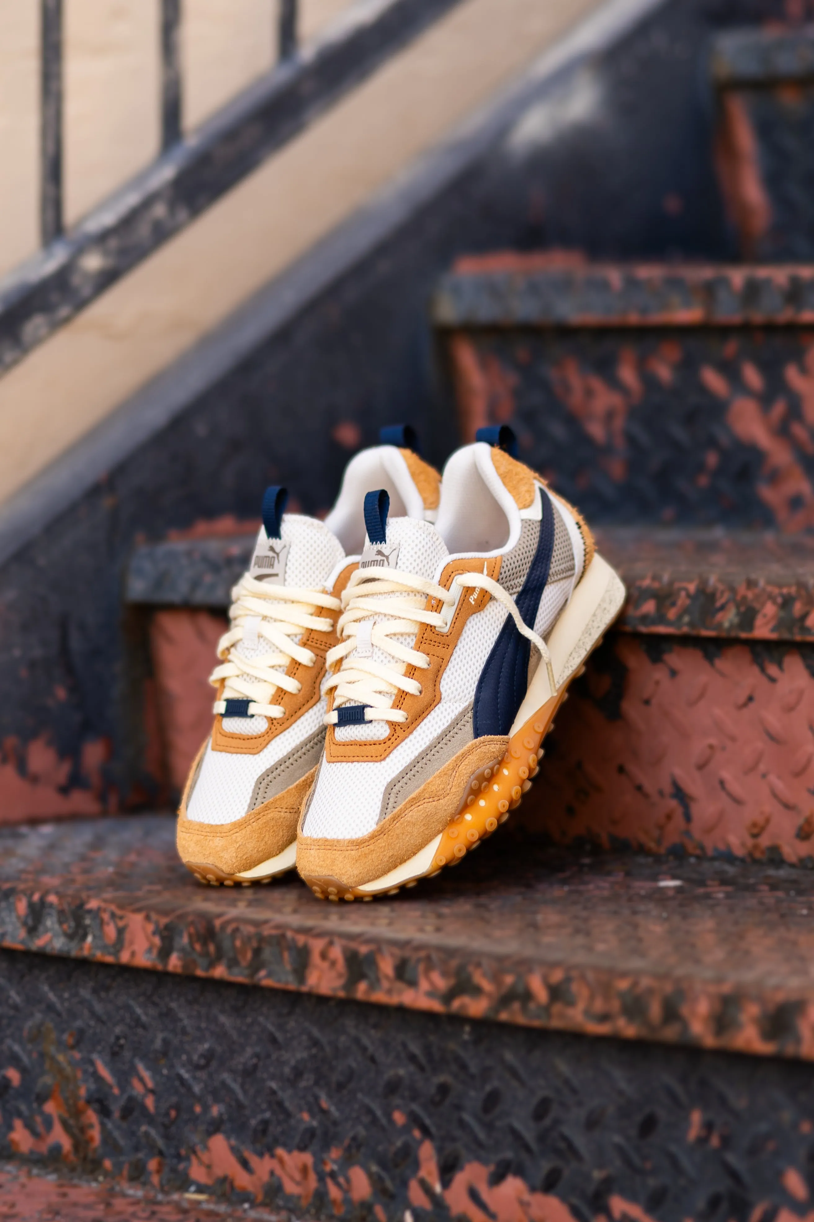 Pokemon Puma Squirtle Shoes Mens Puma Blacktop Rider Preppy (Alpine Snow/Caramel Latte)