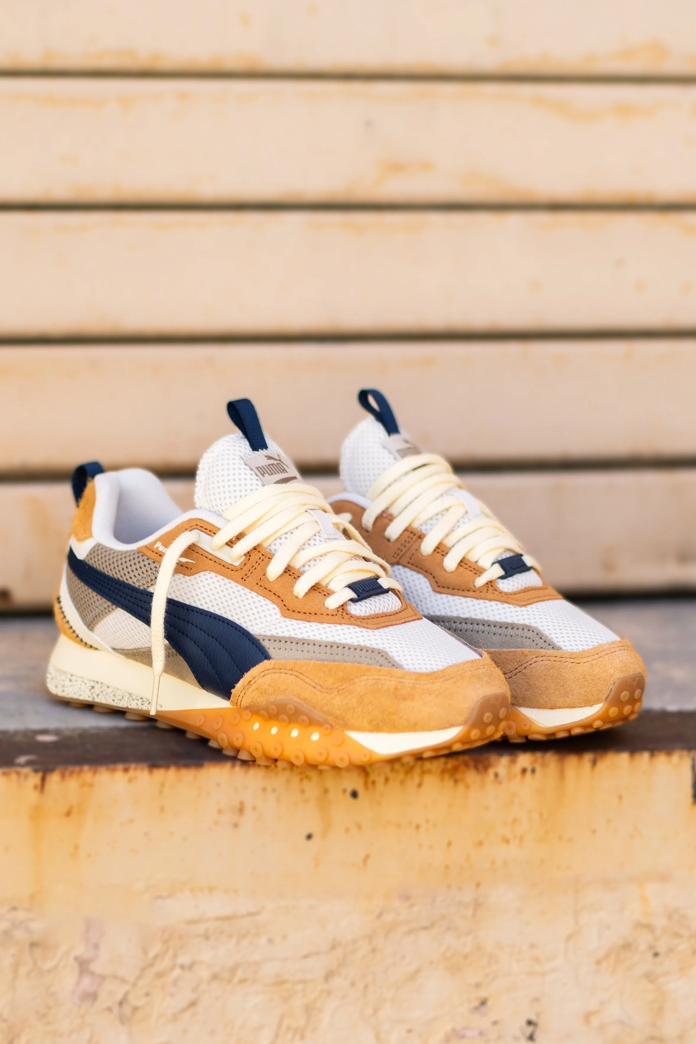 Puma Zenvo Shoes Mens Puma Blacktop Rider Preppy (Alpine Snow/Caramel Latte)