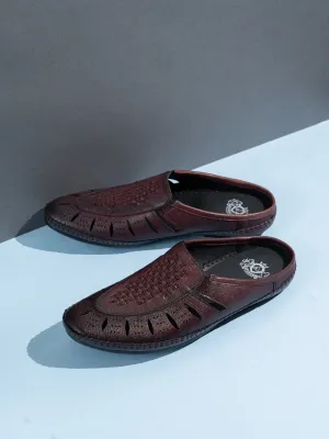 Mens Red Solid Round Toe Casual Sandals Designer Beach Sandals