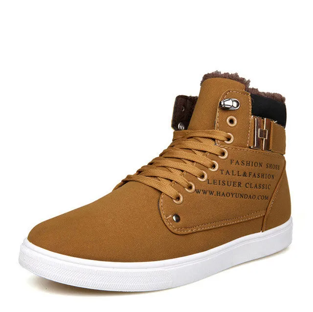 Merkmak Newly Ankle Men Boots 2016 Autumn Winter Wedge Fashion Fur Warm Winter Boots For Man British Style Casual High Top Shoes Best Business Casual Shoes For Walking