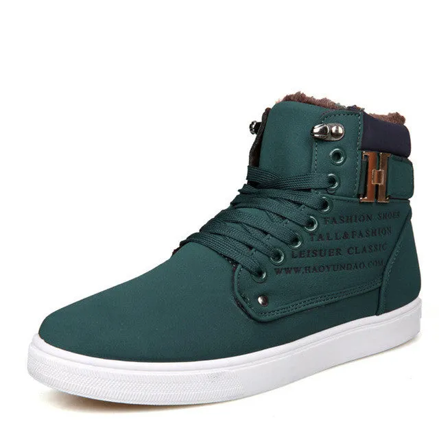 Retro Winterized Casual Basketball Shoes Merkmak Newly Ankle Men Boots 2016 Autumn Winter Wedge Fashion Fur Warm Winter Boots For Man British Style Casual High Top Shoes