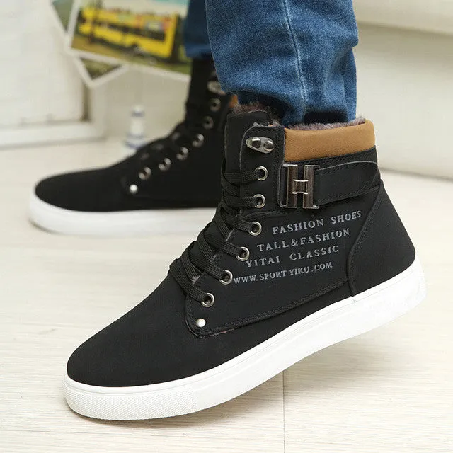 Men Ankle Boots with Thick Fur Casual Shoes Cat Casual Shoes Uae