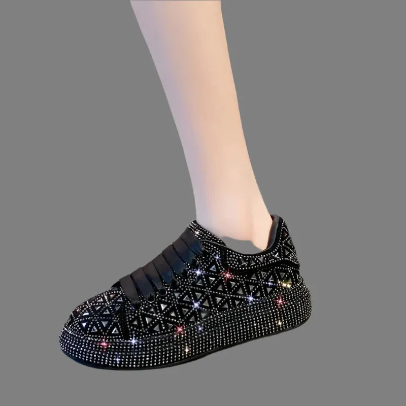 Womens Shining Air Cushion Sneakers  Comfortable Silver Fashion Running & Casual Sport Shoes Canvas Or Sneakers