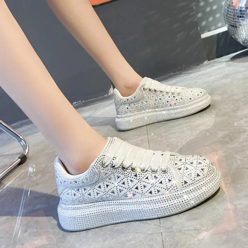 Womens Shining Air Cushion Sneakers  Comfortable Silver Fashion Running & Casual Sport Shoes Mix No 6 Sneakers