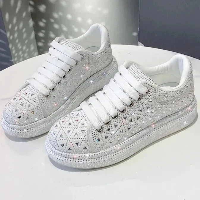 Womens Shining Air Cushion Sneakers  Comfortable Silver Fashion Running & Casual Sport Shoes Stylish Sneakers