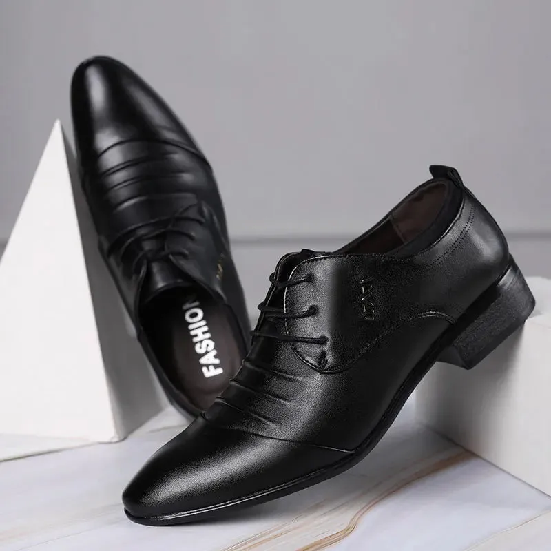 Casual Shoes With Leggings Classic Men Dress Shoes Lace-up White Leather Shoes for Man Plus Size Point Toe Business Casual Men's Formal Shoes for Wedding