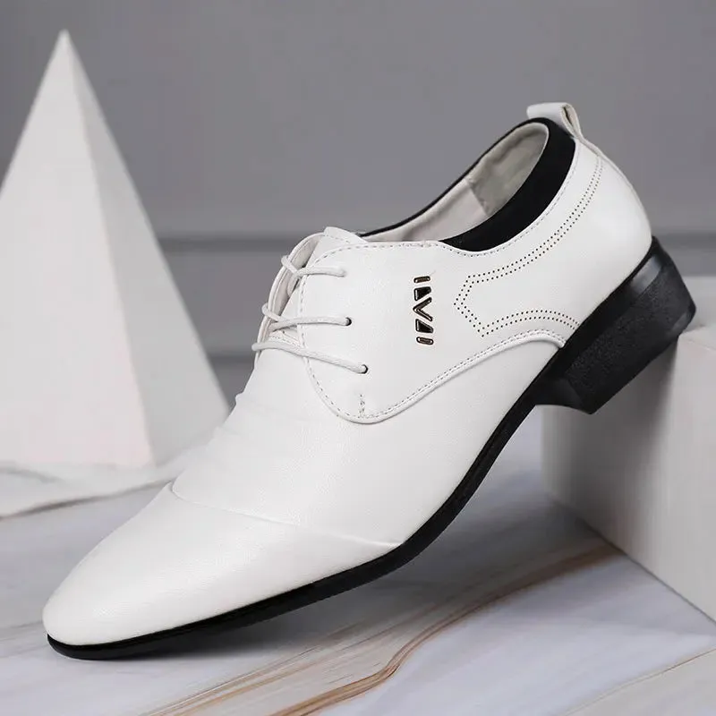 Casual Classic Shoes Classic Men Dress Shoes Lace-up White Leather Shoes for Man Plus Size Point Toe Business Casual Men's Formal Shoes for Wedding