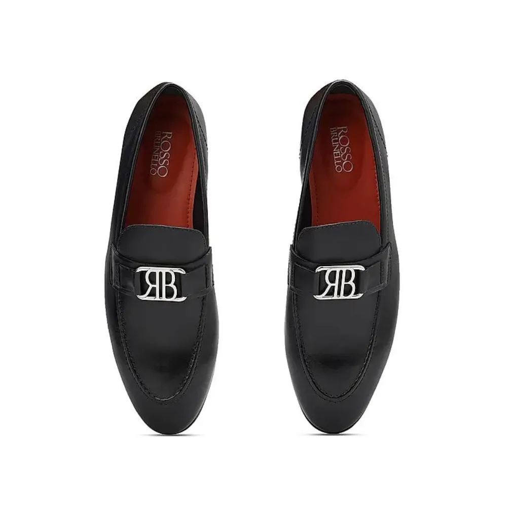 Navy Leather Loafers With Logo Tuxedo And Loafers