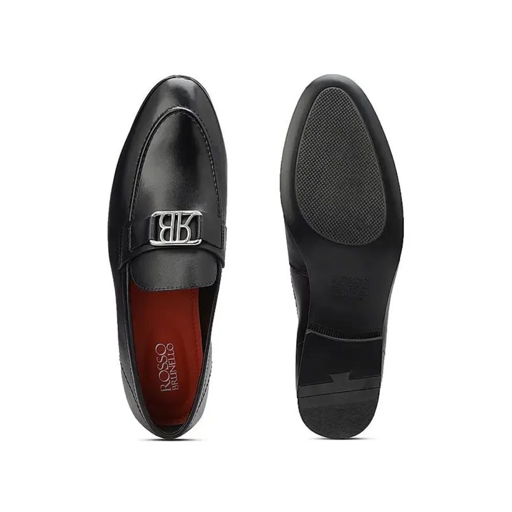 Piped Loafers Navy Leather Loafers With Logo
