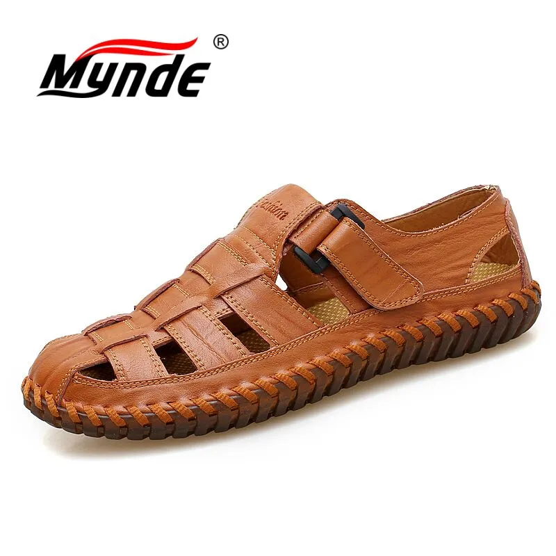 MYNDE Men Cow Leather Sandals Outdoor 2019 Summer Handmade Men Shoes Men Breathable Casual Shoes Footwear Walking Sandals Kenneth Cole Gentle Souls Sandals