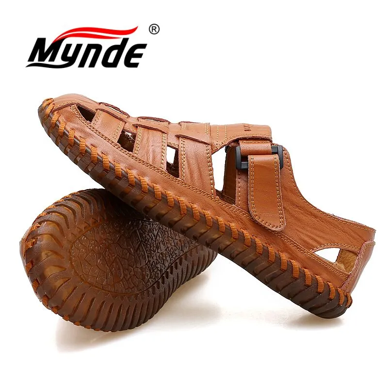 Montego Bay Sandals Resort MYNDE Men Cow Leather Sandals Outdoor 2019 Summer Handmade Men Shoes Men Breathable Casual Shoes Footwear Walking Sandals