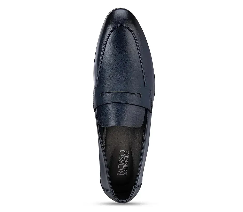 Chuncky Loafers Navy Leather Panel Loafers