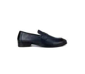 Navy Leather Panel Loafers Easy Street Loafers