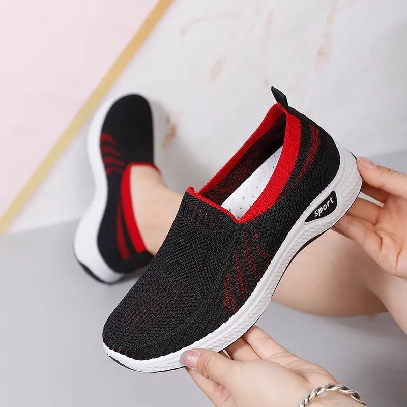 New Breathable Low Cut Red & Black Woven Leisure Sports Shoes For Women Sz 9 (40) Casual Summer Dress Shoes