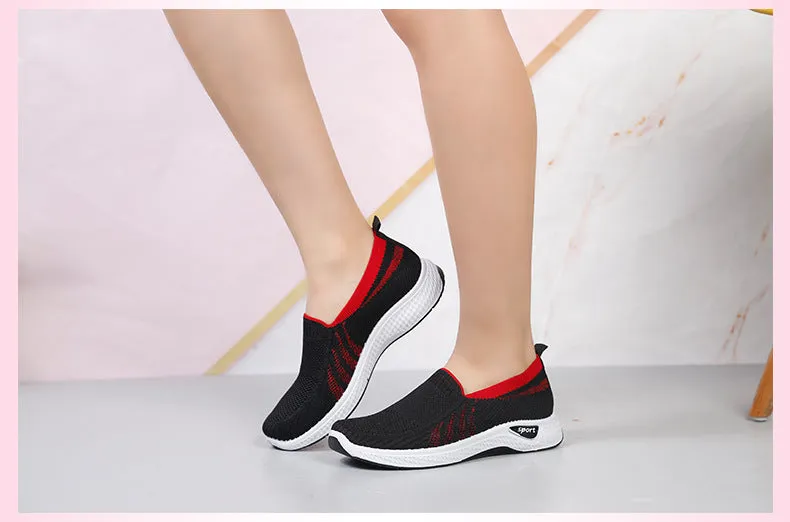 New Breathable Low Cut Red & Black Woven Leisure Sports Shoes For Women Sz 9 (40) Big Casual Shoes