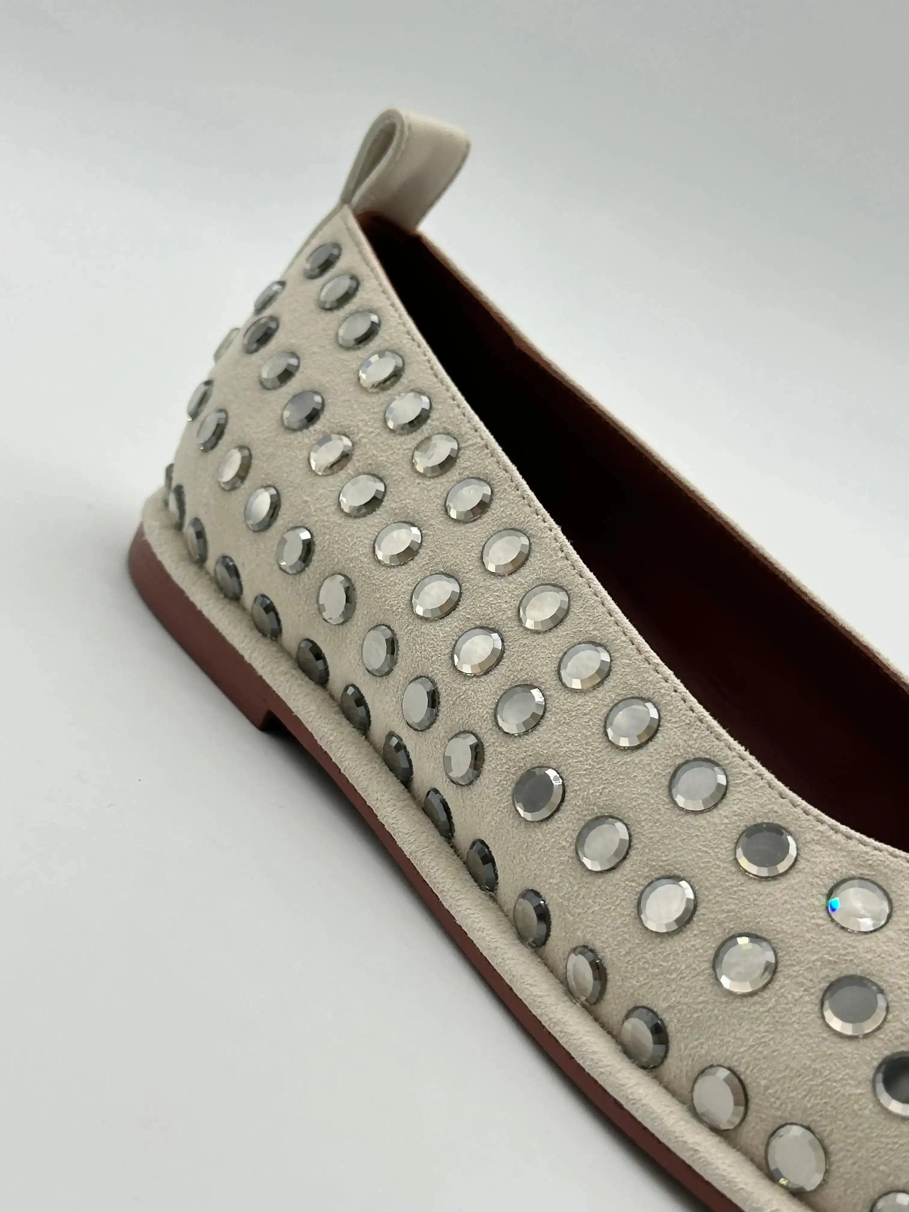 Nicoletta Crystal Suede Ballet Flats Parigi Loafers