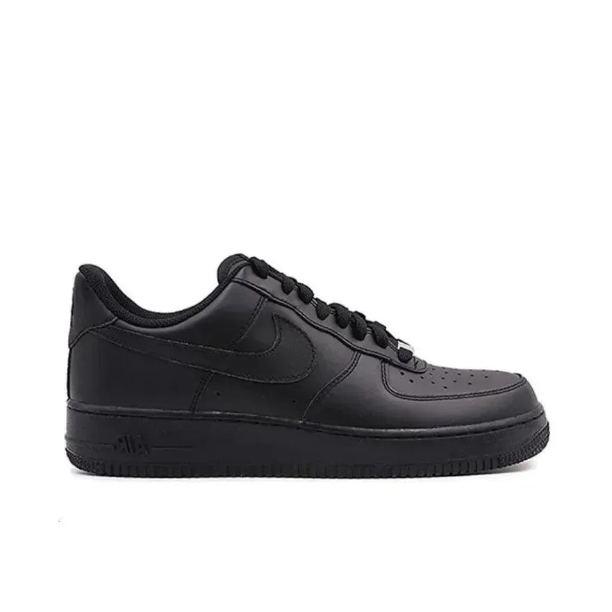 Asics Shoes Wide Width Nike Air Force 1 Comfortable and versatile non-slip wear-resistant Black Knight low-top board shoes black