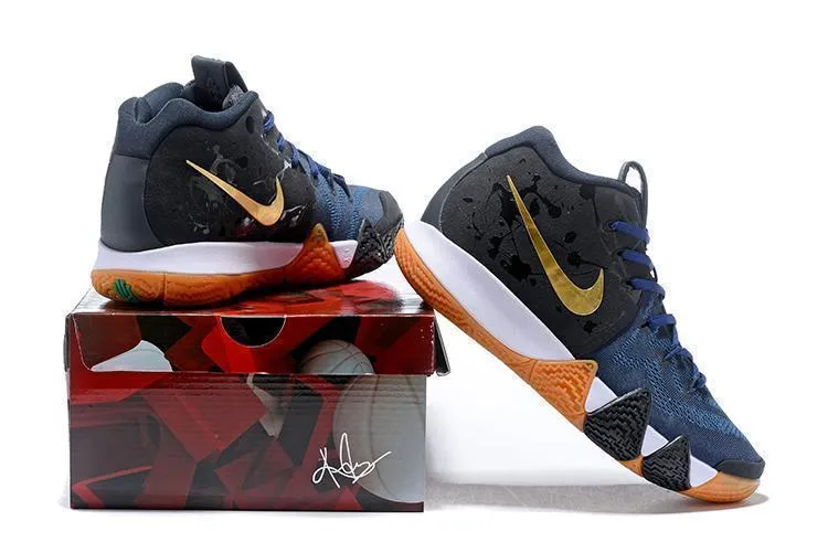 Nike Kyrie 4 Black Navy Gold Basketball Shoes Sneaker Sale Size US 7-12 Asics Gel-kayano 29 Shoes