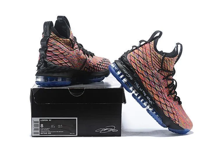 Nike Lebron XV 15 Black Rainbow Blue Men Shoes Sale Size US7,8,8.5,9,10,11,12 Asics High Arch Support Shoes