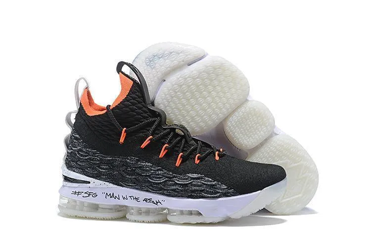 Best Asics Indoor Shoes Nike Lebron XV 15 Black White Orange Men Shoes Sale Size US7,8,8.5,9,10,11,12