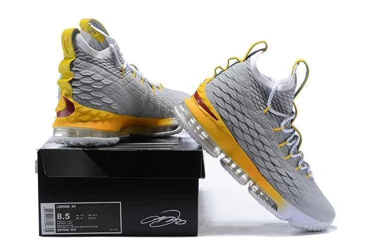 Nike Lebron XV 15 Grey Gold Yellow Men Shoes Sale Size US7,8,8.5,9,10,11,12 Asics Gel Excite Trail Running Shoes