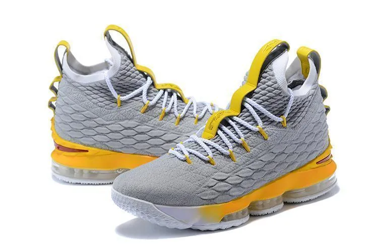 Nike Lebron XV 15 Grey Gold Yellow Men Shoes Sale Size US7,8,8.5,9,10,11,12 Asics Shoes Chicago