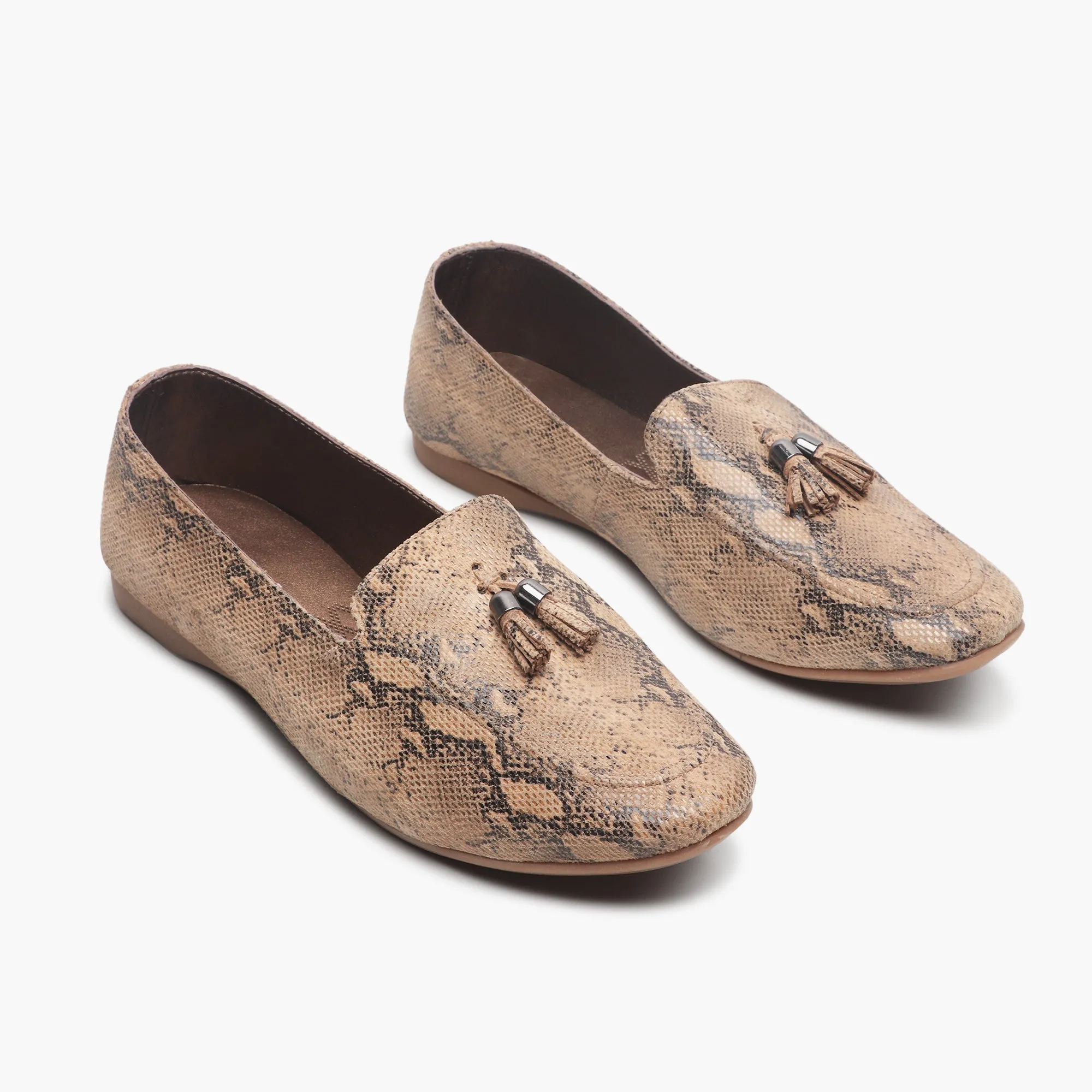 Tassle Accented Loafers Tan Leather Loafers