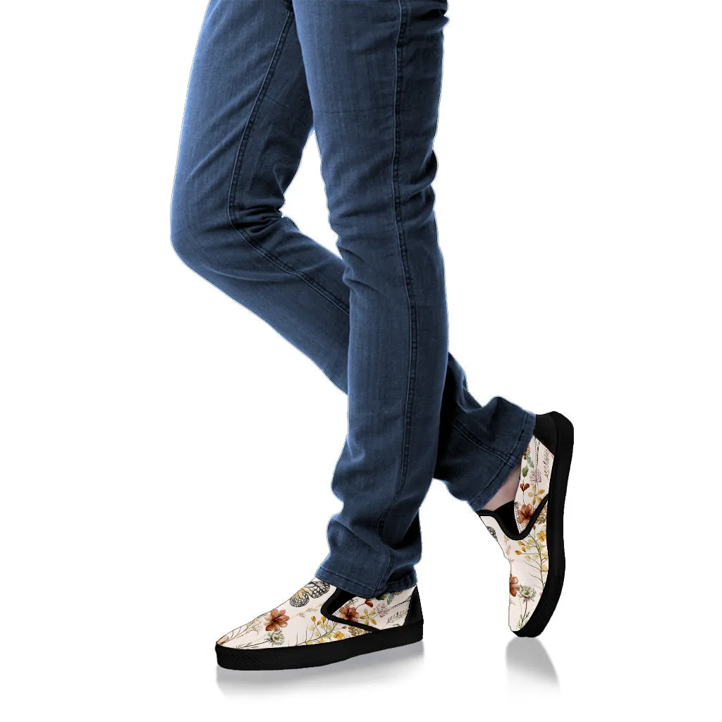 Tiny Bloom Watercolor Butterfly Women's Slip Ons Ems Slip On Boots