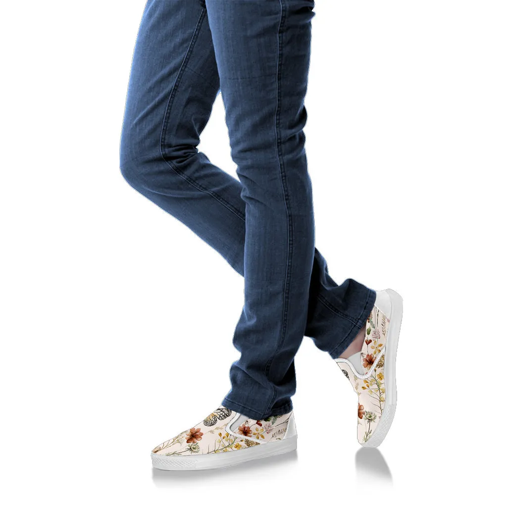 Slip-on Sale Tiny Bloom Watercolor Butterfly Women's Slip Ons