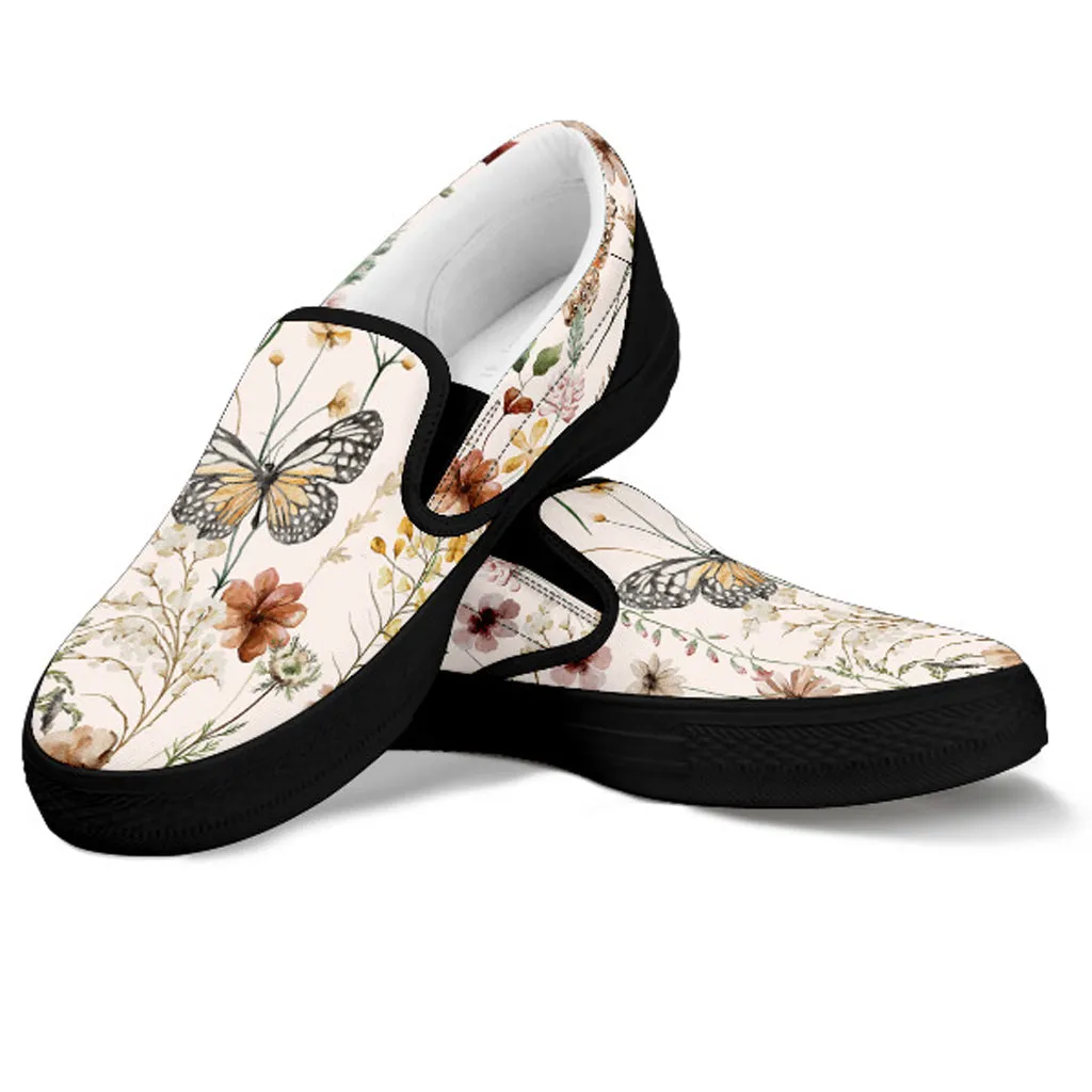 Tiny Bloom Watercolor Butterfly Women's Slip Ons Keaton Slip On