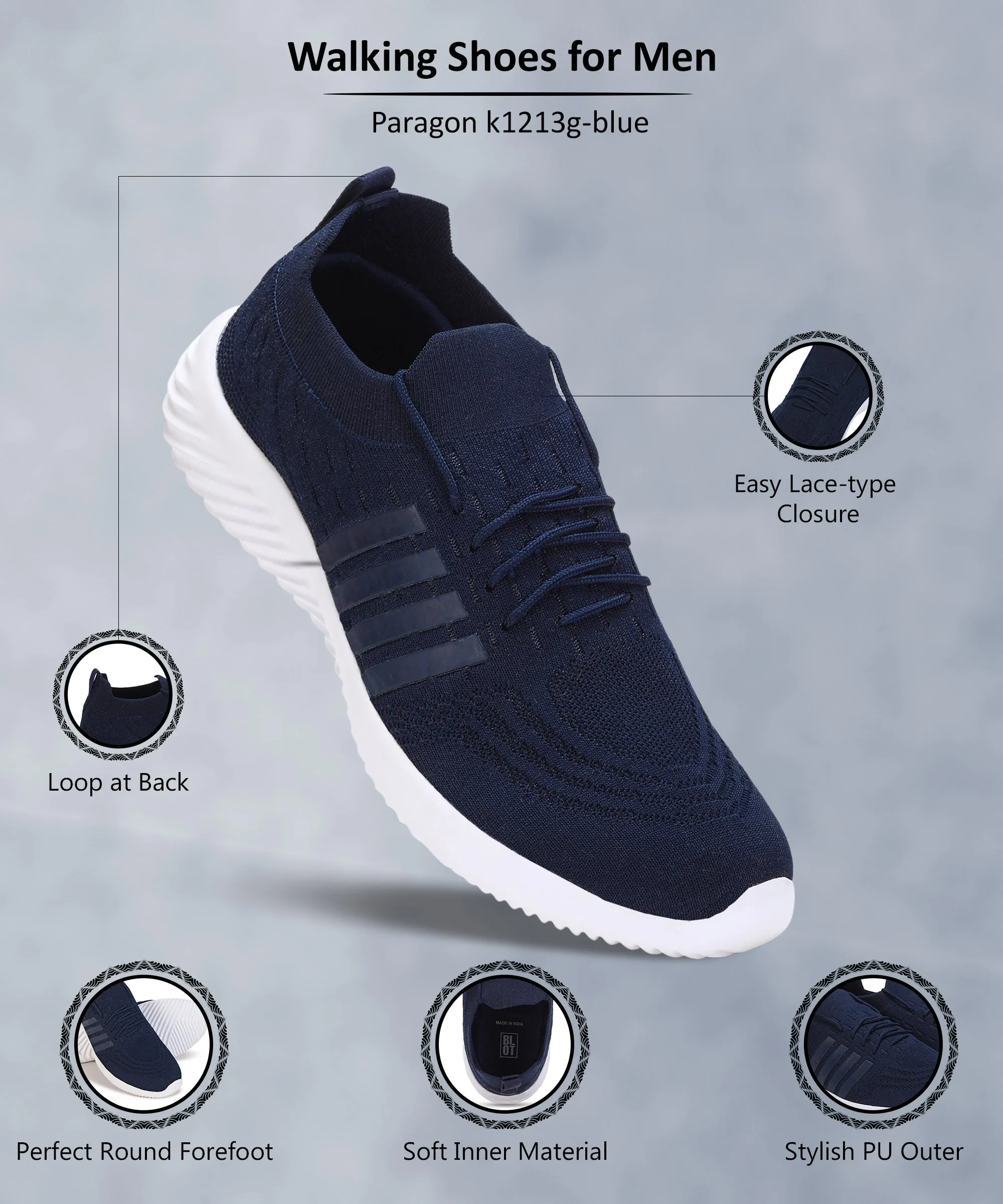 Paragon  K1213G Men Walking, Running, Training, Cricket, Gym, Sports Shoes | Athletic Shoes with Comfortable Cushioned Sole for Daily Outdoor Use Casual Skateboarding Shoes