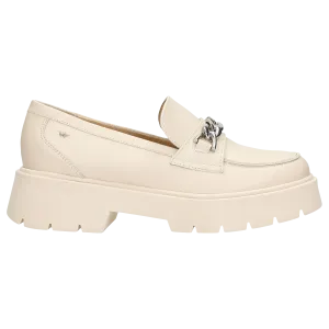 Wojas Light Beige Leather Loafers with Sliver Chain | 46112-54 Oxfords 2021