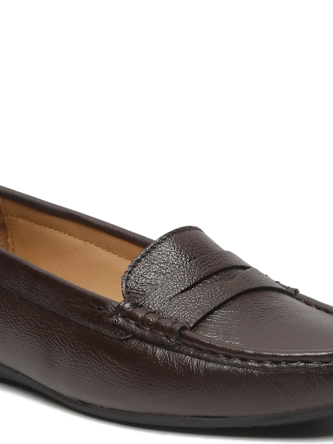 Wearing Loafers In Winter Teakwood Leathers Women Brown Solid Slip-on Loafers