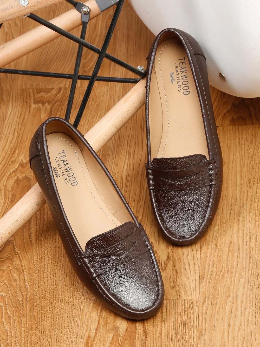 Rocket Dog Loafers Teakwood Leathers Women Brown Solid Slip-on Loafers