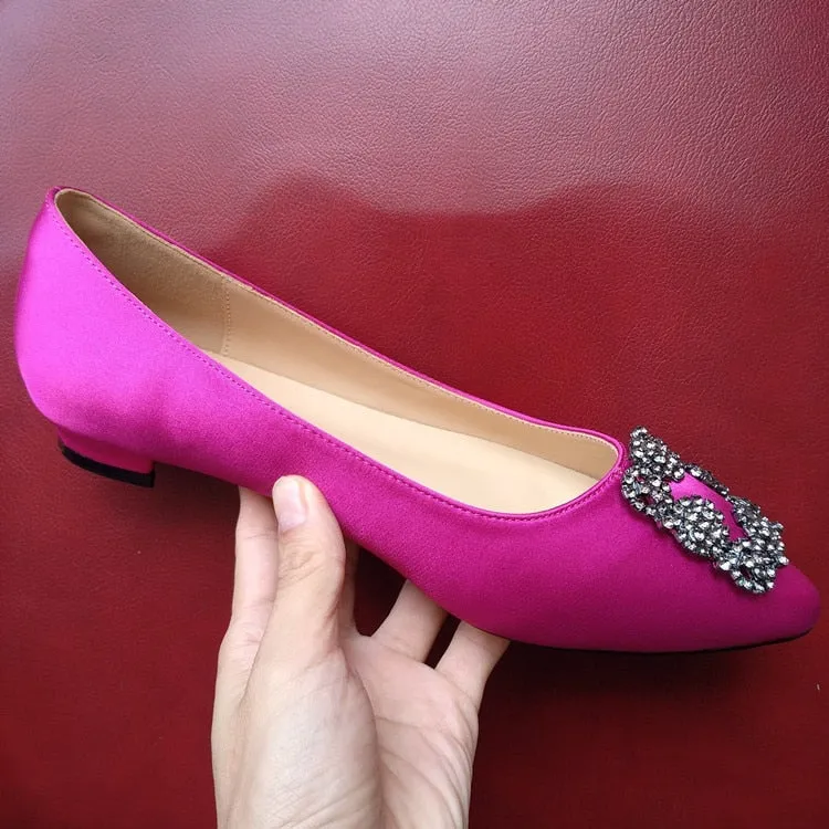 Sequined Rhinestones Crystal Diamond Flats Bridal Shoe Pencil Skirt Flat Shoes