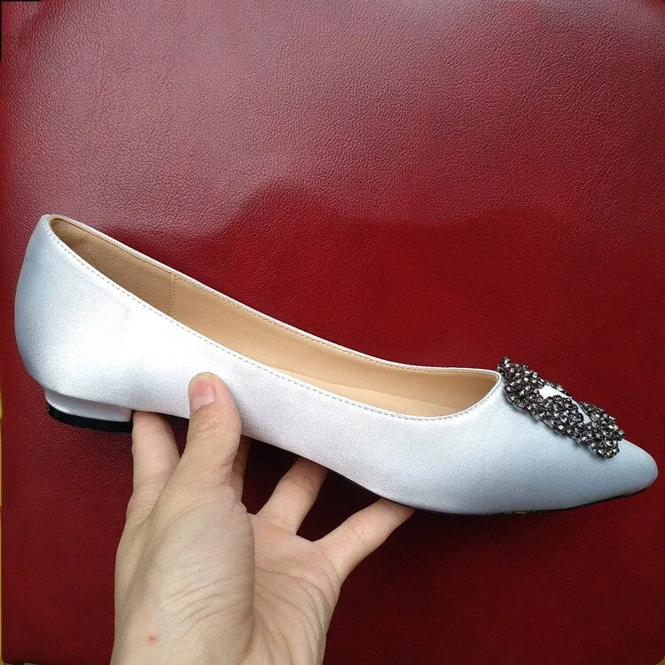 Flat Buckle Shoes Sequined Rhinestones Crystal Diamond Flats Bridal Shoe