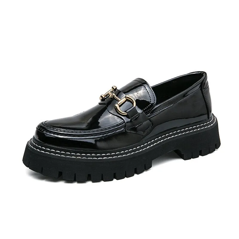 Loafers Penny Patent Leather Men Lazy Shoes Student Platform Slip-On