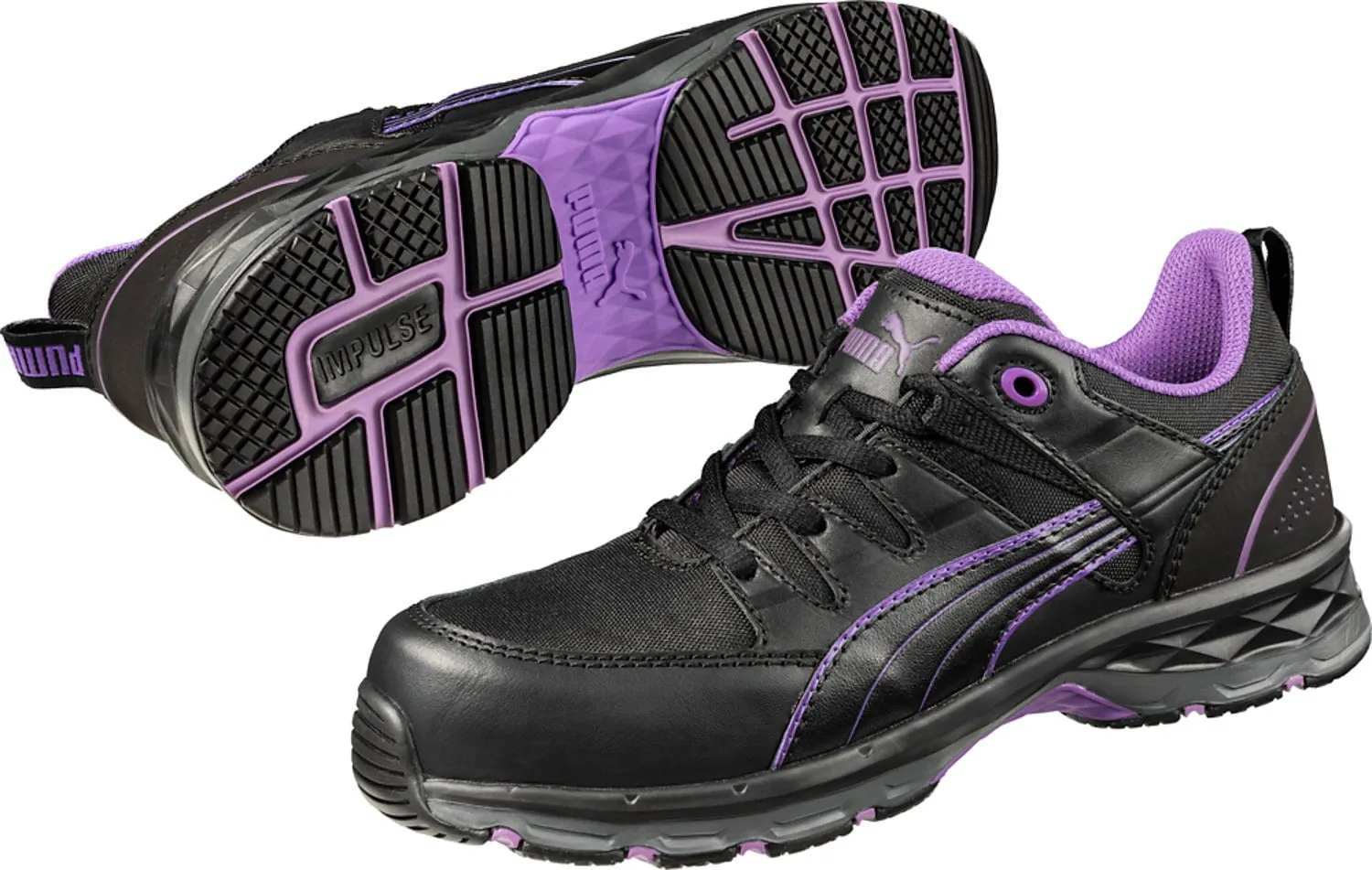Puma Safety Black/Aqua Womens Leather Define 2.0 Low CT Oxford Work Shoes Asics Solution Speed Ff 2 Shoes