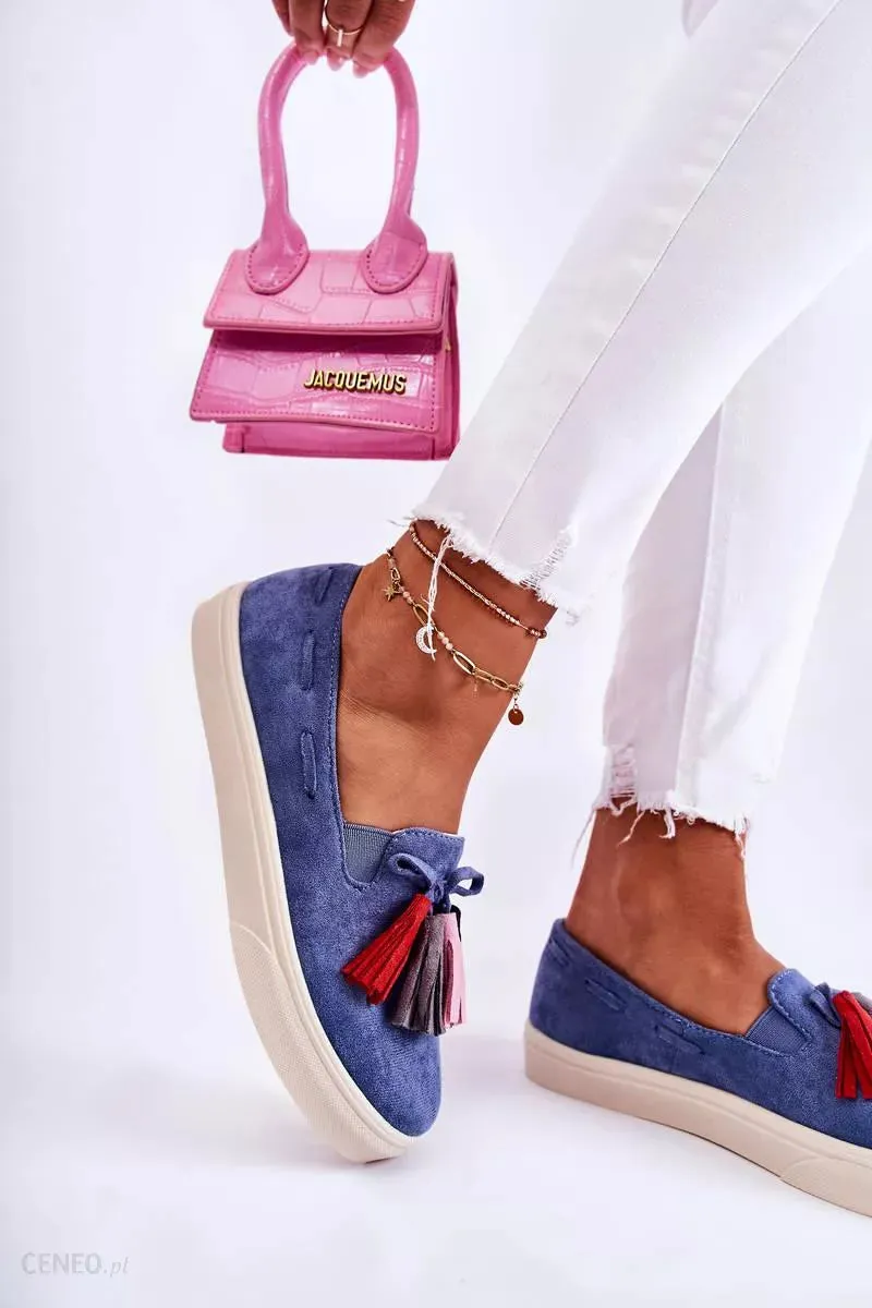 Women's Blue Jeans Loafers with Decorative Tassels | CU215 Oxfords Restaurant Oxford Ma