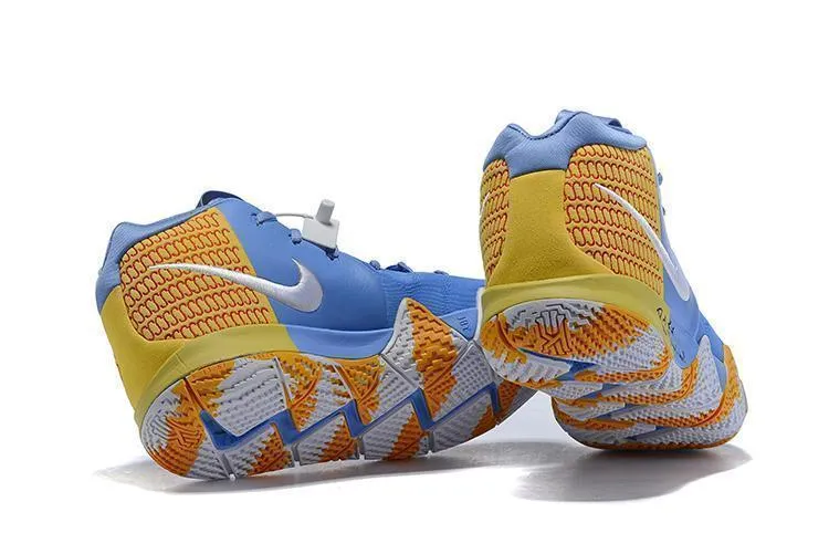 Nike Kyrie 4 Blue Yellow White  Men Basketball Shoes Sale Size US 7-12 Asics Wrestling Shoes Sizing