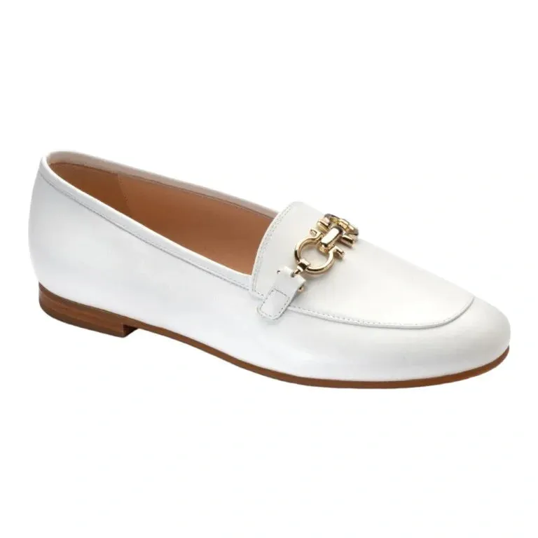 Boots And Loafers 1374 - White Soft Leather Flat Loafer for Teen/Women by London Kids
