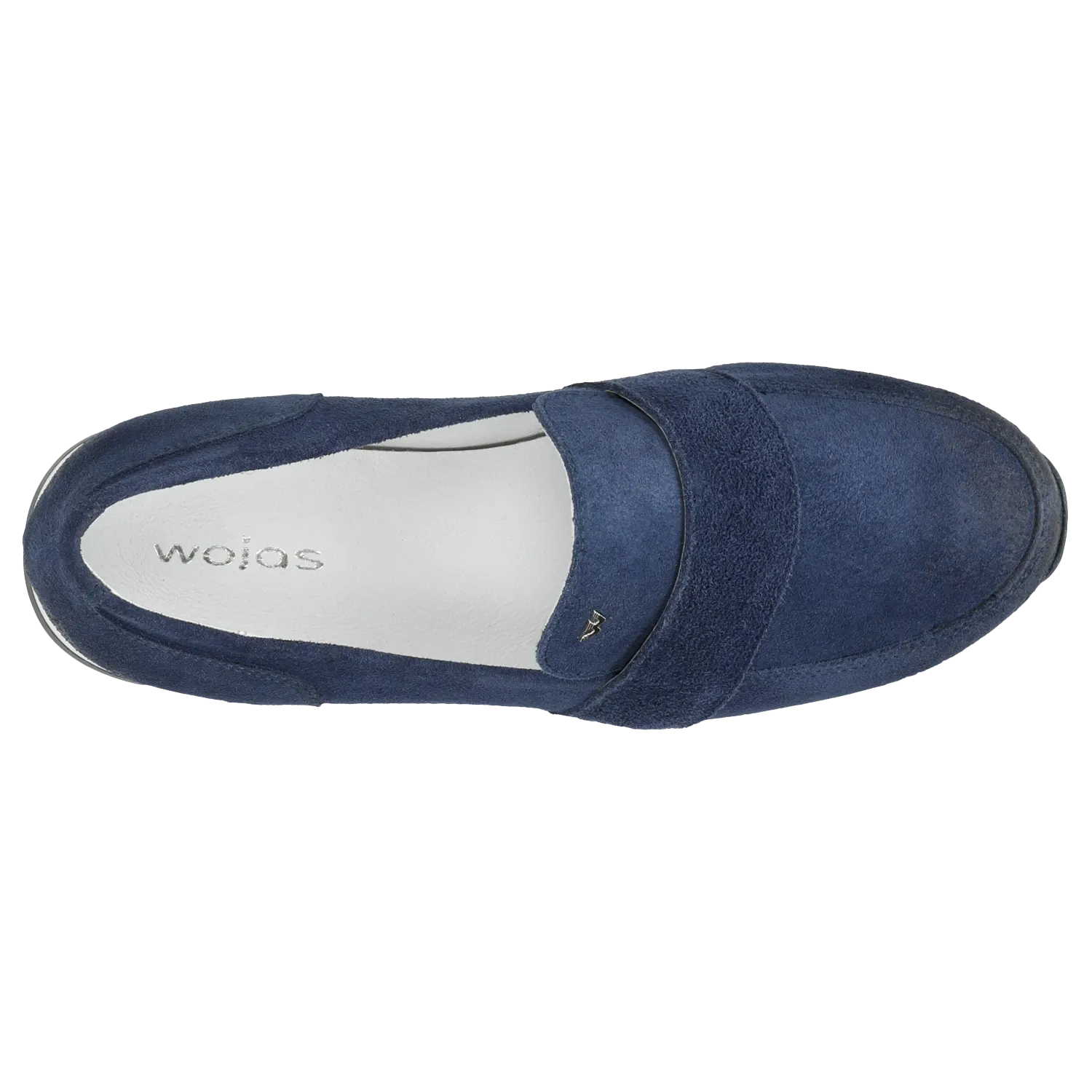 Wojas Dark Blue Leather Loafers with Silver Logo | 4613566 Brogue Vs Oxford Shoes