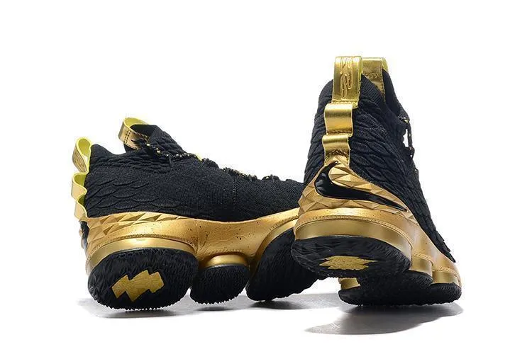 Asic Shoes Nike Lebron XV 15 Black Gold Men Shoes Sale Size US 7-12