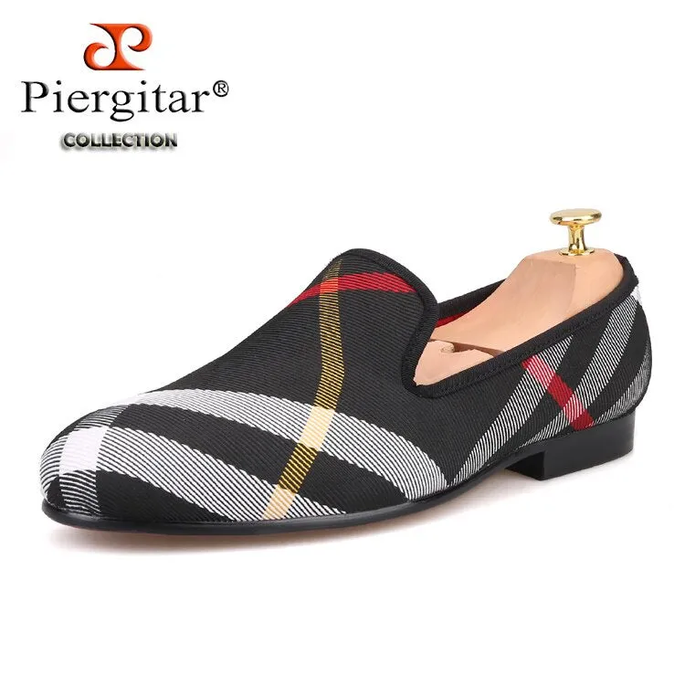 Blue and white plaid canvas shoes luxurious brand men loafers flats Nine West Loafers