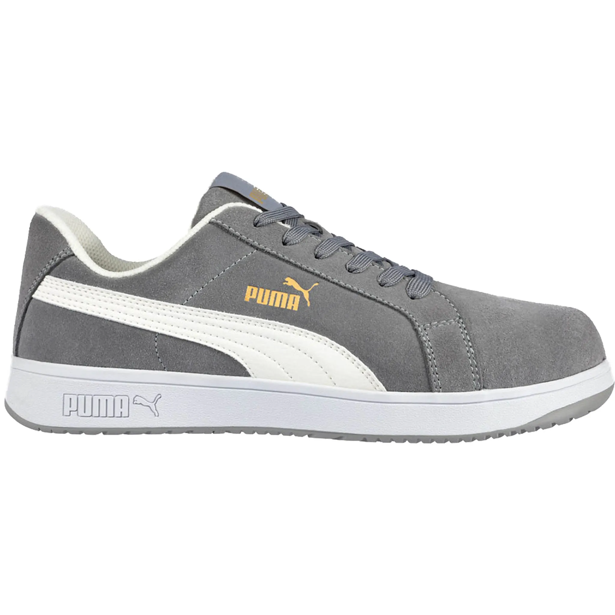 Puma Men's 640035 Iconic Suede Low Grey Composite Safety Toe Metal Free Work Shoes Puma Women Nitro Shoes