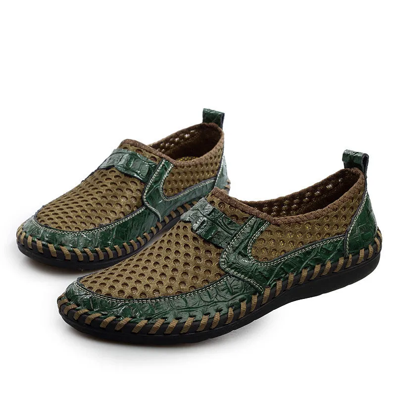 2017 Men shoes breathable genuine leather casual shoes men brand soft closed toe sandals comfortable summer shoes men's flats Wedge Sandals Comfort