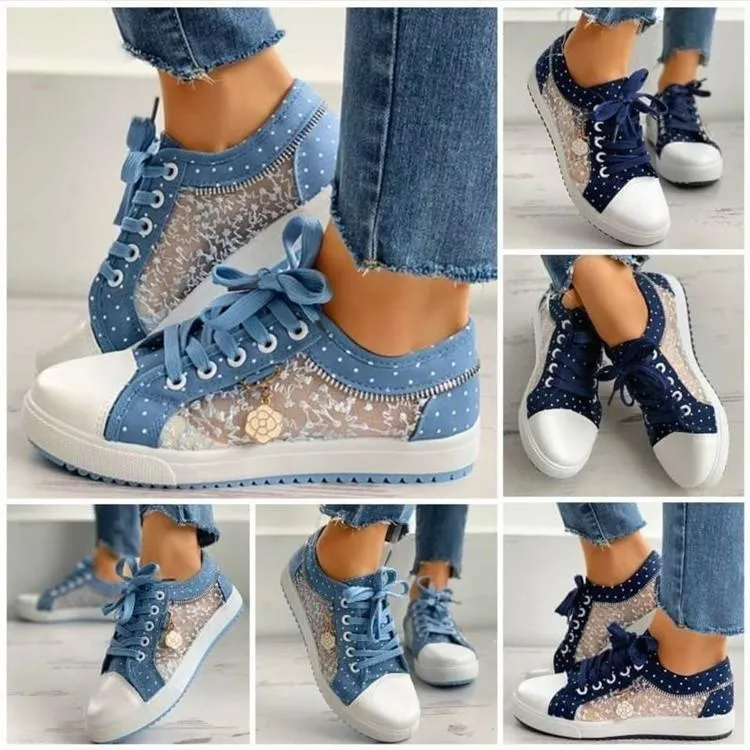 Women's mesh lace front lace canvas shoes summer fashion casual shoes Solomons Sneakers