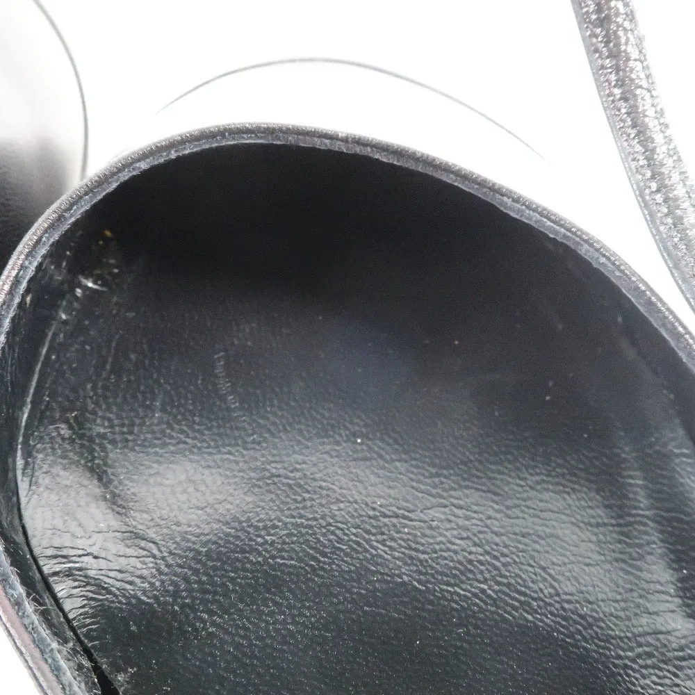 Chanel Leather Sandals Black Women Wedge Heel Sandals With Ankle Strap