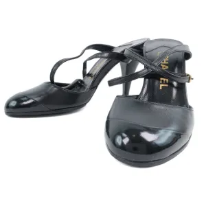 Chanel Leather Sandals Black Women Beach High Heel Sandals