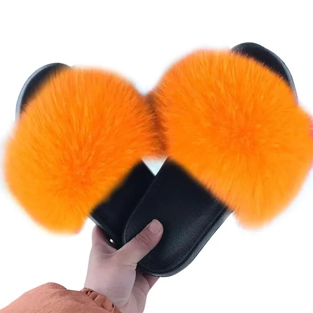 Flat Shoes Feet Puimentiua Summer Fluffy Fur Slippers Shoes Women Real Flip Flop Flat Slides Outdoor Sandals Ladies Amazing Shoes 2020